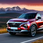현대 싼타페 풀체인지 예상 - **Prompt:** A new 2025 Hyundai Santa Fe, with its bold, squared-off, and massive design, is parked o...