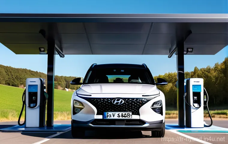 현대 넥쏘의 글로벌 시장 반응 - **Prompt 1: Serene French Countryside Drive**
    A Hyundai Nexo, sleek and modern, drives effortles...