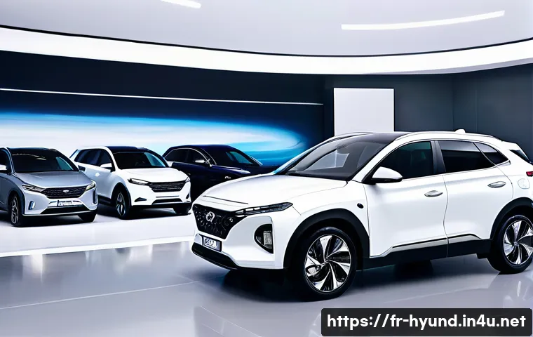 현대 아이오닉 5와 쉐보레 볼트 EV 비교 - **Prompt:** "A brightly lit car dealership showroom featuring a sleek, futuristic Hyundai Ioniq 5 on...
