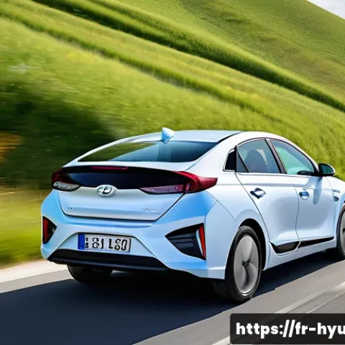 Home 32 현대 아이오닉 6 롱레인지 주행거리 테스트 - A sleek Hyundai Ioniq 6 electric sedan cruising smoothly on a modern French highway at 110 km/h, sur...