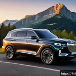 Home 18 현대 제네시스 GV80과 BMW X5 비교 - A sleek, modern luxury SUV parked on a scenic European mountain road during golden hour, showcasing ...